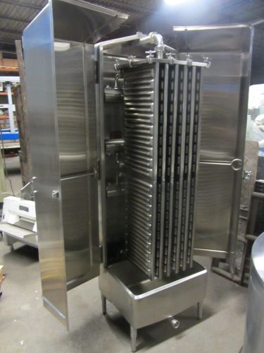 USED PLATE COOLER MOJONNIER 8640 CASCADING BOOK TYPE. E. MOJONNIER MODEL 8640 HINGED DOUBLE DOOR ACCESS CASCADING PLATE TYPE BOOK COOLER. ALL SANITARY STAINLESS STEEL CONSTRUCTION. THIS IS A VERTICAL PLATE TYPE HEAT EXCHANGER PRIMARILY USED FOR COOLING IN THE DAIRY & FOOD INDUSTRY. FEATURES (5) 14